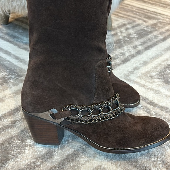 B. MAKOWSKY BOOTS knee high slouch brown boho size 8.5 leather suede - Picture 3 of 9